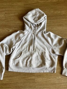 Lululemon Light Heather Gray Half-Zip Cropped Pullover